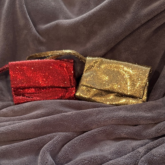 Neiman Marcus Glittering Red and Gold Clutch Duo - Picture 1 of 2